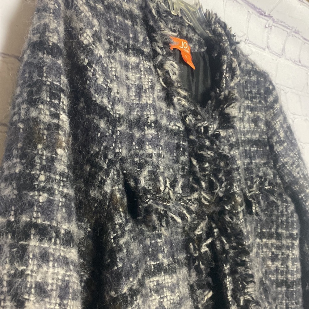 Joe Fresh wool & tweed silver detail accent with fringe trim on collar & wrist - Picture 2 of 10